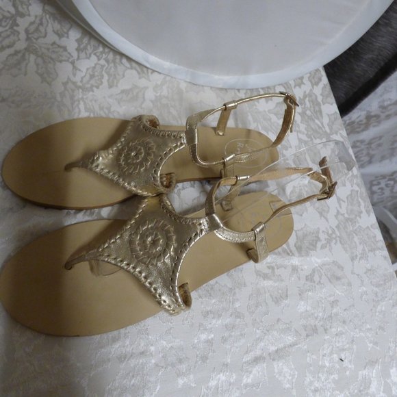 Jack Rogers Metalic Thong Sandals, Gold, Size 9 - Picture 4 of 10